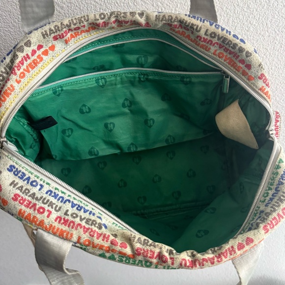 Harajuku Lovers Rainbow Logo Spellout Duffle Tote Bag Cotton Colorful - Picture 12 of 14